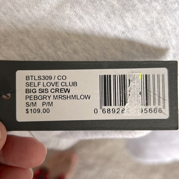 Brunette the Label Self Love club Big Sis crew sweatshirt oversized NWT - Picture 5 of 6